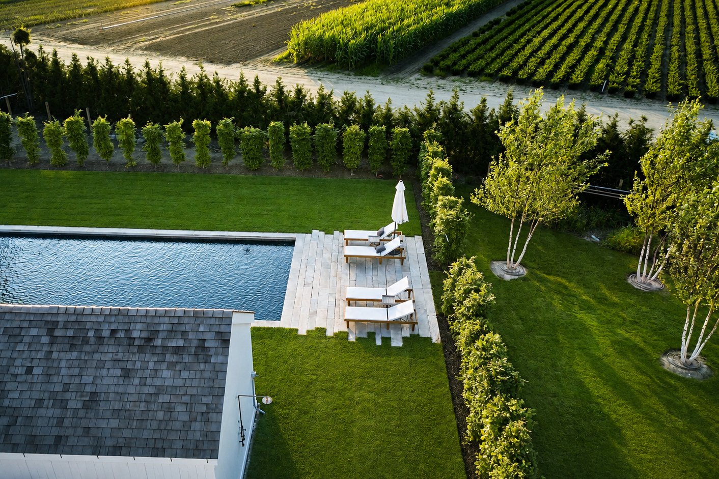 The pool from above at golden hour