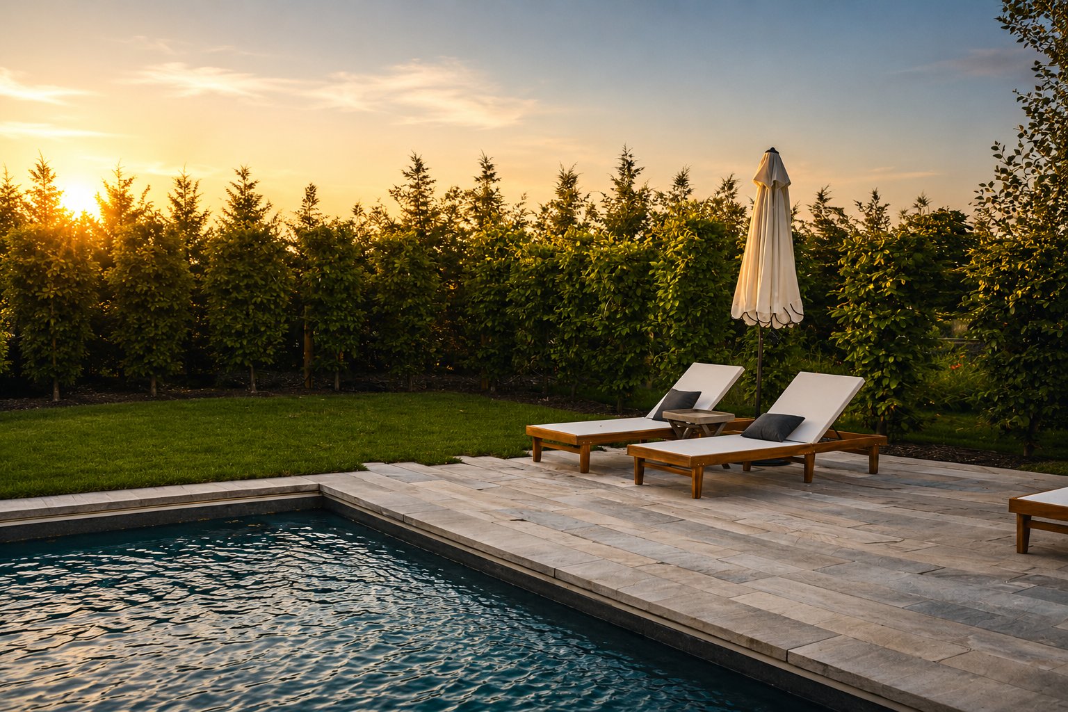 The pool at evening